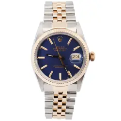 ROLEX DATEJUST 36MM BLUE DIAL WATCH 16013 YG