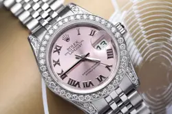 ROLEX DATEJUST 26 MM 179174 PINK ROMAN DIAL STAINLESS STEEL DIAMOND LADIES WATCH