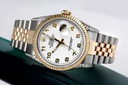 ROLEX DATEJUST GOLD & STAINLESS STEEL 36 MM DIAMOND WATCH WHITE DIAL