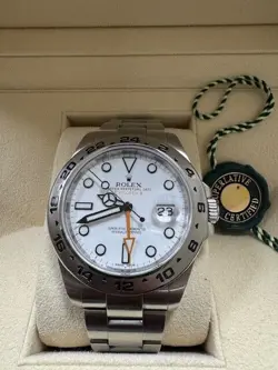 MINT 2020 ROLEX EXPLORER II 42MM 216570 POLAR WHITE DIAL STEEL WATCH BOX