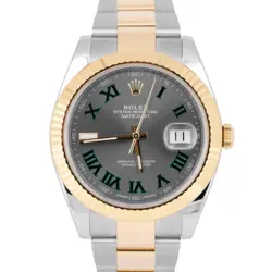 MINT 2023 ROLEX DATEJUST 41 WIMBLEDON 18K GOLD TWO-TONE 41MM OYSTER WATCH 126333