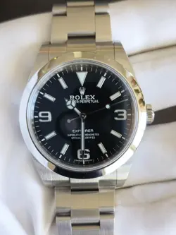 MINT Rolex Explorer I Black 39mm MK2 LUME Stainless Steel Oyster Watch 214270