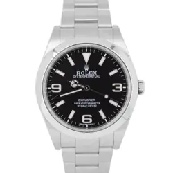 MINT Rolex Explorer I Black 39mm MK2 LUME Stainless Steel Oyster Watch 214270