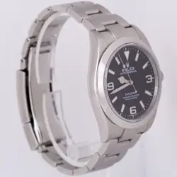 MINT Rolex Explorer I Black 39mm MK2 LUME Stainless Steel Oyster Watch 214270