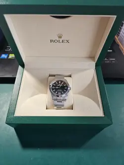 MINT Rolex Explorer I Black 39mm MK2 LUME Stainless Steel Oyster Watch 214270