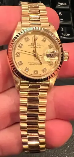 ROLEX 69178 18K GOLD LADIES PRESIDENT FACTORY DIAMOND DIAL 26MM