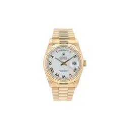 ROLEX DAY-DATE 18238 36MM WHITE ROMAN DIAL FLUTED BEZEL PRESIDENTIAL BAND