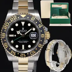 2016 MINT ROLEX GMT-MASTER 2 CERAMIC 116713 BLACK TWO TONE YELLOW GOLD WATCH BOX