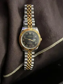 ROLEX GOLD MENS WATCH OYSTER PERPETUAL DATEJUST, 18K GOLD AND STAINLESS STEEL 