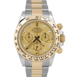 MINT ROLEX DAYTONA COSMOGRAPH 40MM CHAMPAGNE DIAMOND 18K GOLD STEEL 116503 BOX