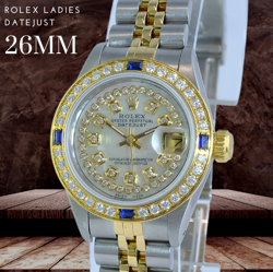 ~ROLEX LADIES DATEJUST TWO-TONE  WHITE DIAMOND DIAL DIAMOND BEZEL 26MM REF#69173