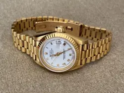 ROLEX LADY-DATEJUST 69138 GOLD PRESIDENT BRACELET WITH WHITE DIAL