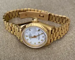 Rolex Lady-Datejust 69138 Gold President Bracelet with White Dial