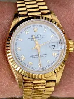 Rolex Lady-Datejust 69138 Gold President Bracelet with White Dial