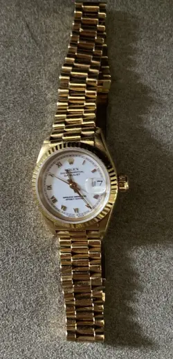Rolex Lady-Datejust 69138 Gold President Bracelet with White Dial
