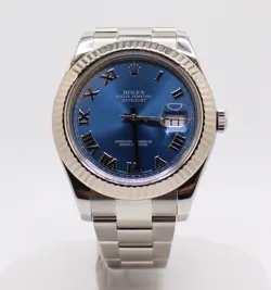 ROLEX DATEJUST 116334 SILVER OYSTER BRACELET WHITE GOLD BEZEL