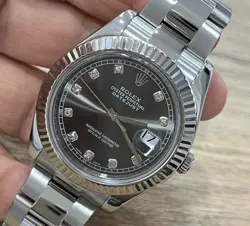 ROLEX OYSTER PERPETUAL 41MM DATEJUST II 116334 RHODIUM DIAMOND DIAL STEEL WATCH