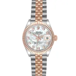 ROLEX DATEJUST 28 STEEL ROSE GOLD MOP DIAMOND DIAL LADIES WATCH 279171