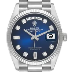 ROLEX PRESIDENT DAY-DATE WHITE GOLD DIAMOND DIAL MENS WATCH 128239 BOX CARD