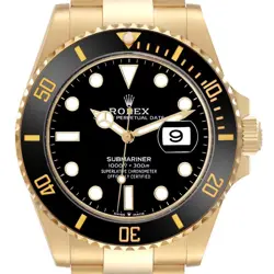 ROLEX SUBMARINER YELLOW GOLD BLACK DIAL BEZEL MENS WATCH 126618