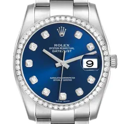 ROLEX DATEJUST BLUE DIAL DIAMOND STEEL MENS WATCH 116244