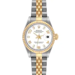ROLEX DATEJUST STEEL YELLOW GOLD WHITE DIAL LADIES WATCH 79173 BOX PAPERS