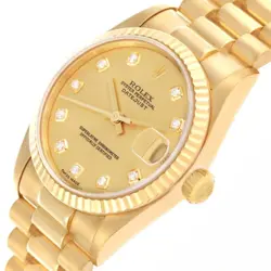Rolex Datejust President Midsize Yellow Gold Ladies Watch 78278 Box Papers