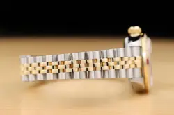 ROLEX LADIES DATEJUST 69173 PINK FACTORY DIAMOND DIAL 18K GOLD STEEL RUBY WATCH