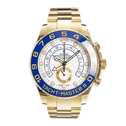 ROLEX YACHT-MASTER II WATCH 44MM WHITE INDEX HOUR MARKERS DIAL YELLOW GOLD