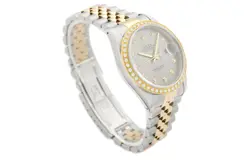 Rolex Mens Datejust 16233 18K Yellow Gold & Steel 2-Tone Gray Dial Diamond Watch