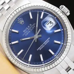 ROLEX MENS DATEJUST BLUE DIAL 18K WHITE GOLD/STAINLESS STEEL WATCH & ROLEX BAND