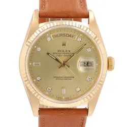 ROLEX DAY-DATE PRESIDENT 18K YELLOW GOLD WATCH CHAMPAGNE DIAMOND DIAL 36MM