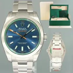 2021 STICKERS NEW ROLEX MILGAUSS BLUE ANNIVERSARY GREEN 116400GV STEEL WATCH BOX