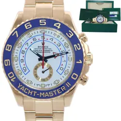 PAPERS BLUE HANDS ROLEX YACHT-MASTER 2 YELLOW GOLD 116688 44MM WATCH BOX