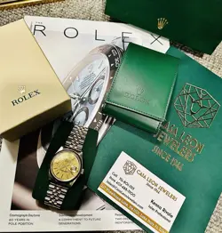 ROLEX MEN'S DATEJUST WATCH GOLD STEEL CHAMPAGNE JUBILEE DIAL FLUTED  36MM  16233