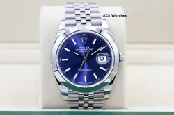 ROLEX DATEJUST 41MM 126300 BLUE STICK DIAL JUBILEE BRACELET B&P