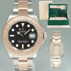 2023 MINT ROLEX YACHT-MASTER 126621 BLACK EVEROSE GOLD TWO TONE 40MM WATCH BOX