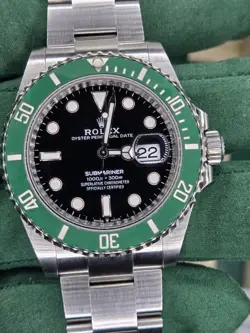 ROLEX SUBMARINER 126610LV SILVER OYSTER BRACELET WITH GREEN BEZEL FULL SET 
