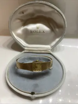 LADIES VINTAGE 375 9CT GOLD ROLEX PRECISION MANUAL WINDING WRIST WATCH WITH BOX