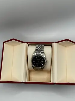 Vintage Rolex Datejust 1603 Mens Stainless Steel Watch Black Dial Jubilee Band