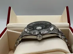 Vintage Rolex Datejust 1603 Mens Stainless Steel Watch Black Dial Jubilee Band