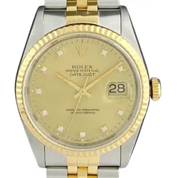 ROLEX DATEJUST 16233G YG DIAMOND AUTOMATIC MEN'S #BS103