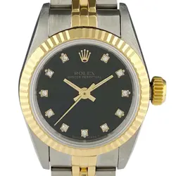 ROLEX OYSTER PERPETUAL 11P DIAMOND 67193G YG DIAMOND AUTOMATIC LADIES #BS177
