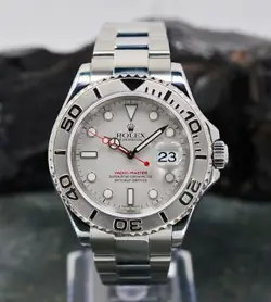 ROLEX YACHT-MASTER 16622 PLATINUM DIAL & BEZEL STAINLESS STEEL WATCH BOX, PAPERS
