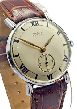 VINTAGE ROLEX MARCONI SILVERED DIAL WITH ROMAN NUMERALS