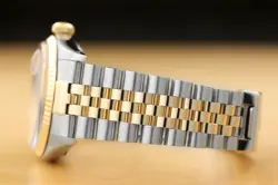 ROLEX MENS DATEJUST 2 TONE 18K YELLOW GOLD & STAINLESS STEEL QUICKSET GRAY WATCH