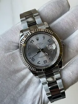 MINT ROLEX DATEJUST 116334 SILVER OYSTER BRACELET WITH SILVER BEZEL