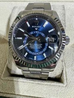 ROLEX SKY-DWELLER 326934 SILVER OYSTER BRACELET WITH SILVER BEZEL BOX PAPERS TAG