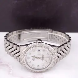 Rolex Men's Datejust 36mm Jubilee Steel Watch ICED 3.25ct Diamonds MOP Dial