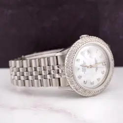 Rolex Men's Datejust 36mm Jubilee Steel Watch ICED 3.25ct Diamonds MOP Dial